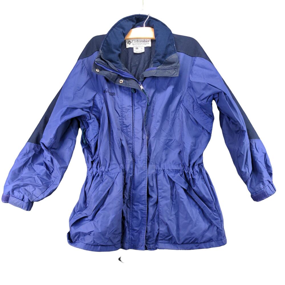 Columbia Womens Full Zip Jacket Coat Size L Blue Mesh Lining Logo